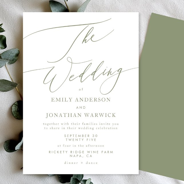Minimalist Sage Green and White Simple Wedding Invitation (Creator Uploaded)