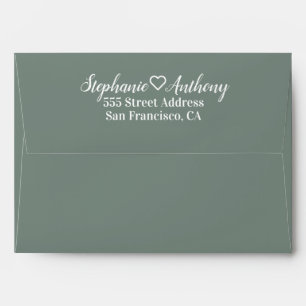Minimalist Sage Green and White Wedding  Envelope