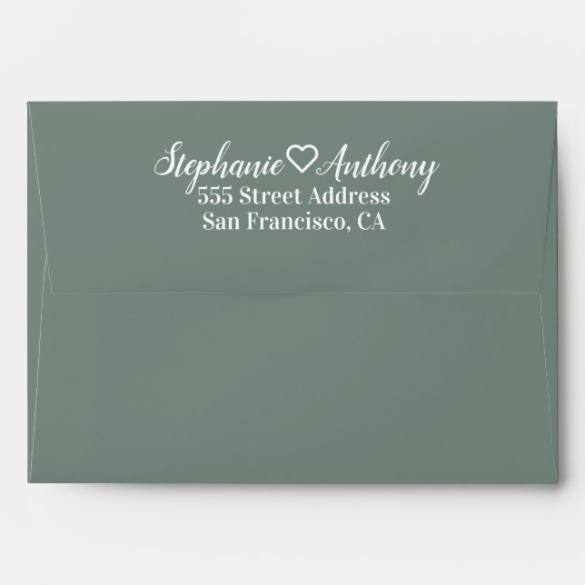 Minimalist Sage Green and White Wedding  Envelope (Back (Top Flap))
