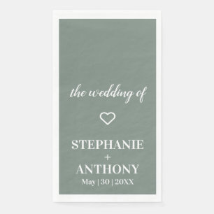 Minimalist Sage Green and White Wedding    Napkin