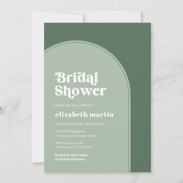 Minimalist Sage Green Arch Bridal Shower Party Invitation (Front)