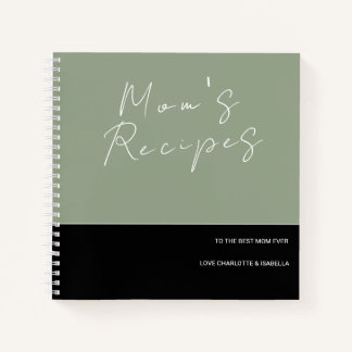 MINIMALIST SAGE GREEN BLACK MOM'S RECIPE COOK BOOK