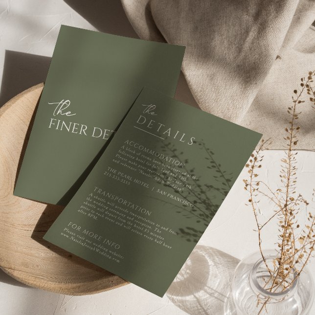 Minimalist Sage Green Boho Unique Wedding Details Enclosure Card (Creator Uploaded)