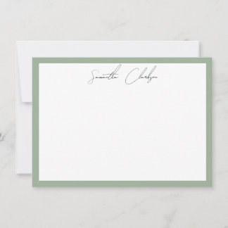 Minimalist Sage Green Border Handwritten Script Card