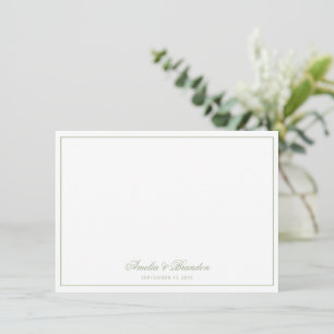 Minimalist Sage Green Border Script Personalized Card