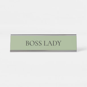 Minimalist Sage Green Boss Lady Desk Name Plate