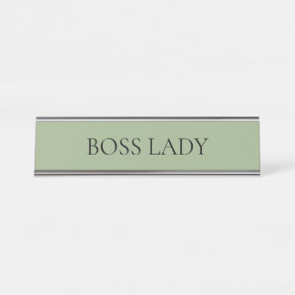 Minimalist Sage Green Boss Lady Desk Name Plate
