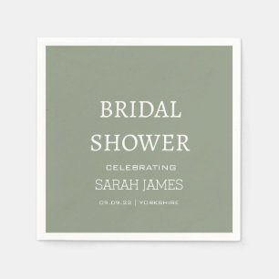 Minimalist Sage Green Bridal Shower Party Napkin
