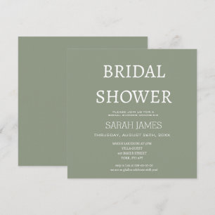 Minimalist Sage Green Bridal Shower Square Invitation