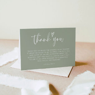 Minimalist Sage Green Bridal Shower Thank You Card