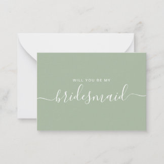 Minimalist Sage Green Bridesmaid Proposal Card