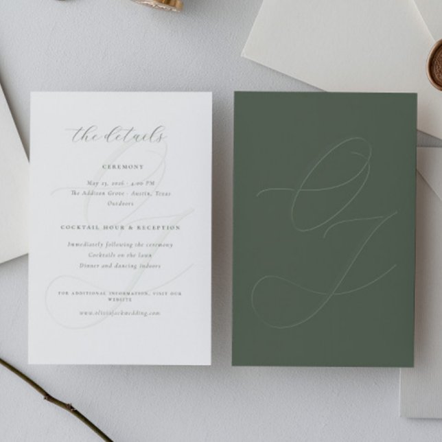 Minimalist Sage Green Ceremony Reception  Wedding  Enclosure Card (Creator Uploaded)