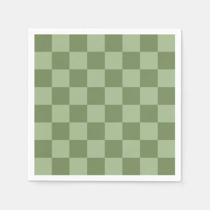 Minimalist Sage Green Chequerboard Pattern Napkin