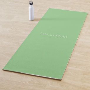 Minimalist sage green custom name monogram yoga mat