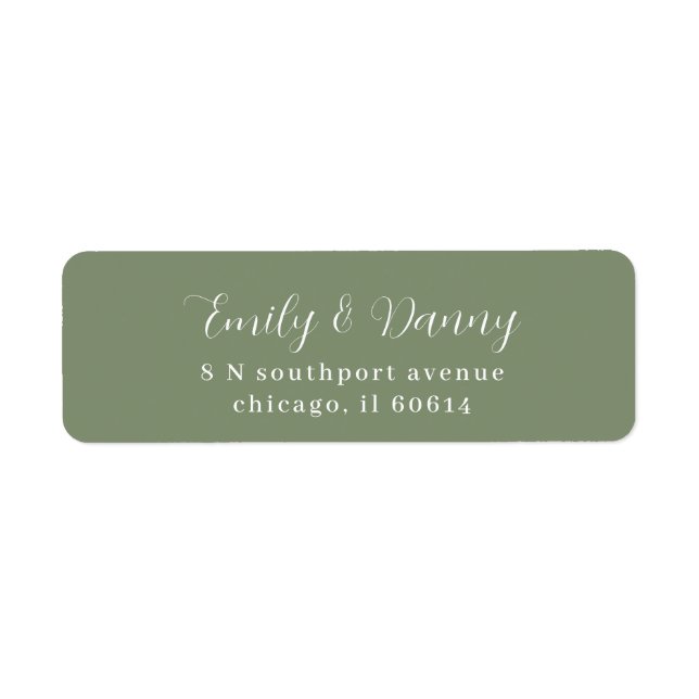Minimalist Sage Green Elegant Wedding Address (Front)
