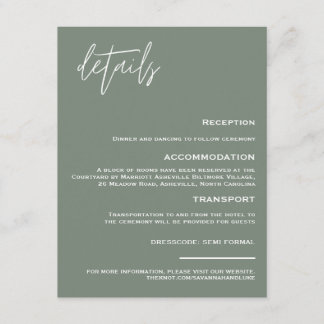 Minimalist Sage Green Enclosure Card