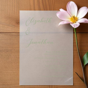 Minimalist Sage Green Engagement Party Vellum Invitations