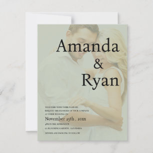 Minimalist Sage Green Faux Vellum Photo Wedding Invitation