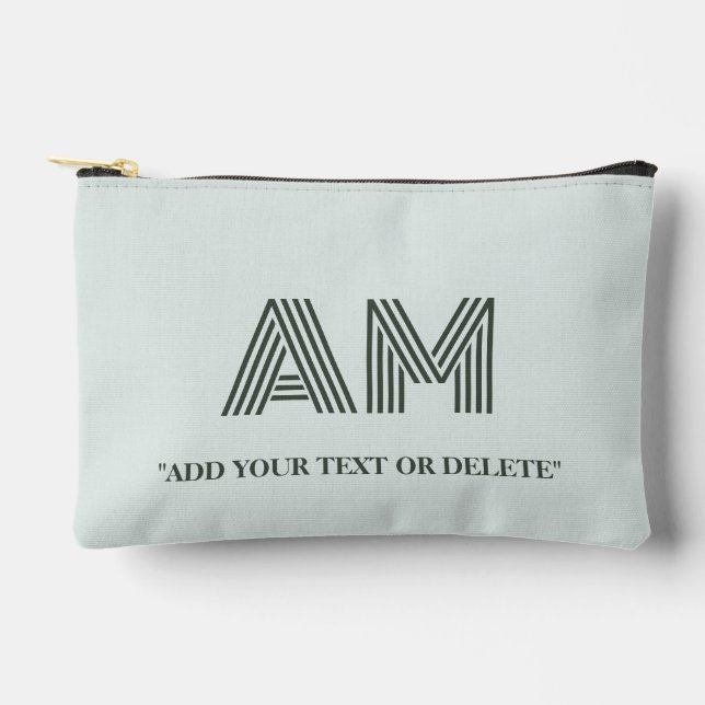 Minimalist Sage Green Geometric Custom Monogram  Accessory Pouch (Front)