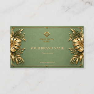 Minimalist Sage Green Gold Jewellery Earring Card