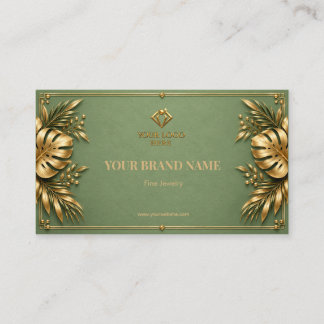 Minimalist Sage Green Gold Jewellery Earring Card