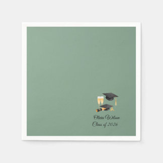Minimalist Sage Green Graduation Party Paper Napki Napkin