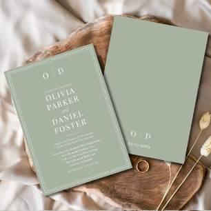 Minimalist Sage Green Modern Elegant Wedding Invitation
