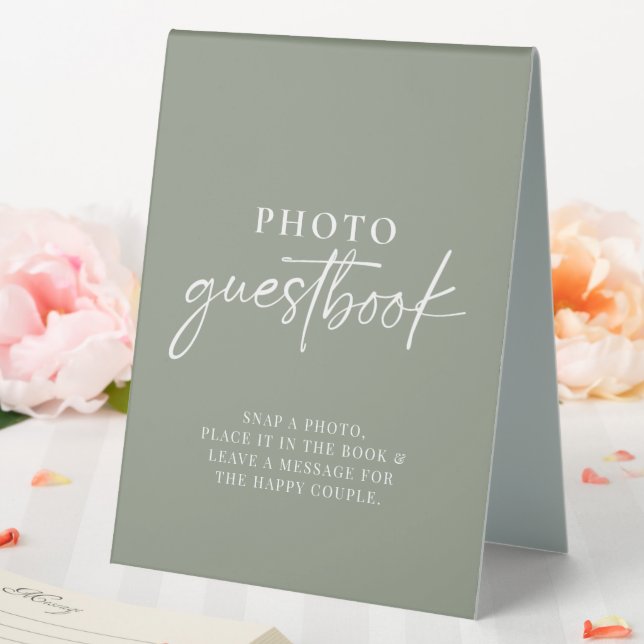 Minimalist Sage Green Modern  Photo Guestbook (In SItu (Wedding))