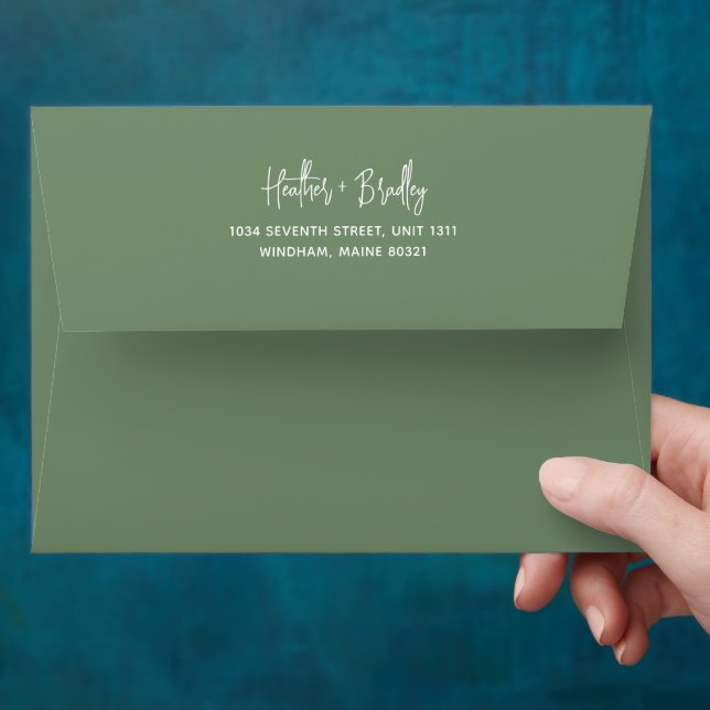 Minimalist Sage Green Modern Wedding Envelope (Hand)