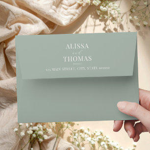 Minimalist Sage Green Modern Wedding Envelope