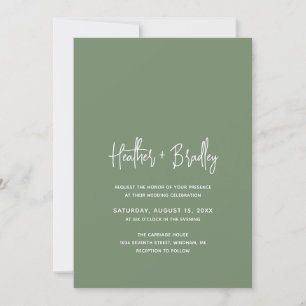 Minimalist Sage Green Modern Wedding Invitation