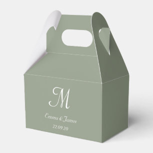 Minimalist Sage Green Monogram Script Wedding  Favour Box