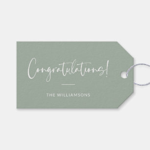 Minimalist Sage Green Personalised Congratulations Gift Tags