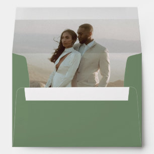 Minimalist Sage Green Photo Modern Wedding Envelope