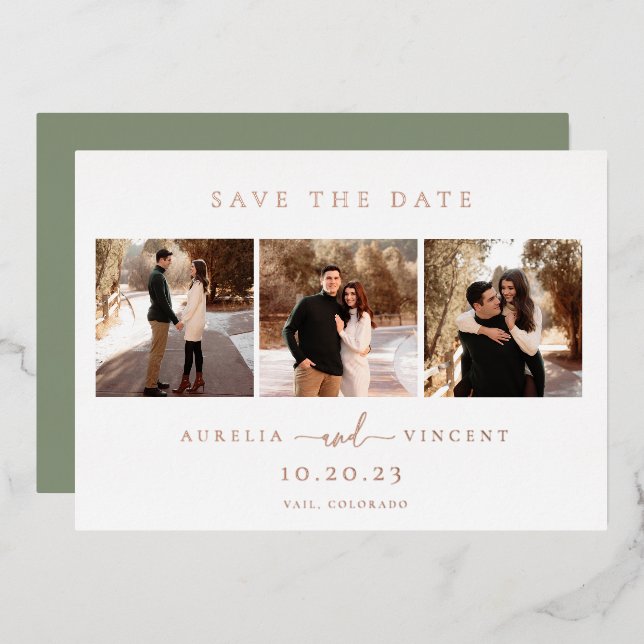 Minimalist Sage Green Photo Save The Date (Front/Back)