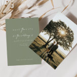 Minimalist Sage Green Photo Save the Date Card<br><div class="desc">Designed to coordinate with for the «Modern Classic» Wedding Invitation Collection. To change details,  click «Personalise». View the collection link on this page to see all of the matching items in this beautiful design or see the collection https://bit.ly/3H2bCfh</div>