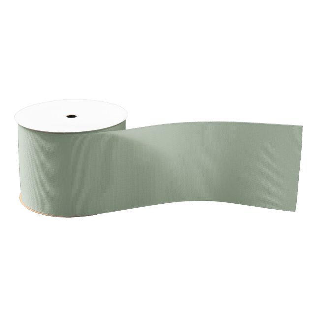 Minimalist Sage Green Plain Solid Colour   Grosgrain Ribbon (Spool)
