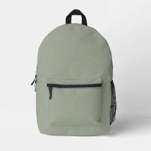 Minimalist sage green plain solid colour modern printed backpack