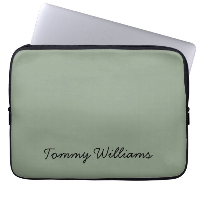Minimalist Sage Green Professional Simple Laptop Sleeve (Front)