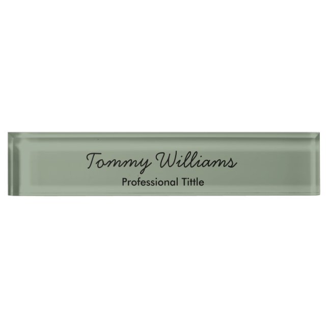 Minimalist Sage Green Professional Simple Nameplate (Front)