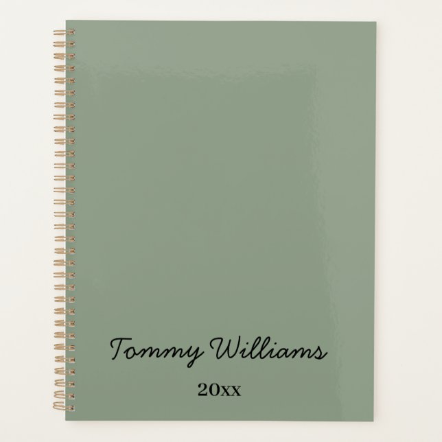 Minimalist Sage Green Professional Simple Planner (Front)