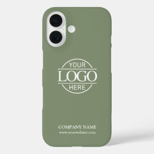 Minimalist Sage Green Promotional Business Logo iPhone 16 Case