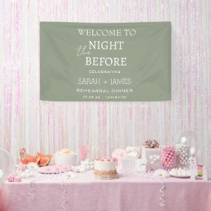 Minimalist Sage Green Rehearsal Dinner Wedding Banner