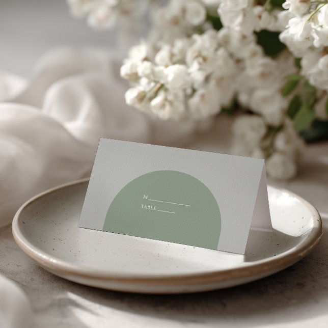 Minimalist Sage Green Rustic Boho Arch Wedding Place Card (Creator Uploaded)