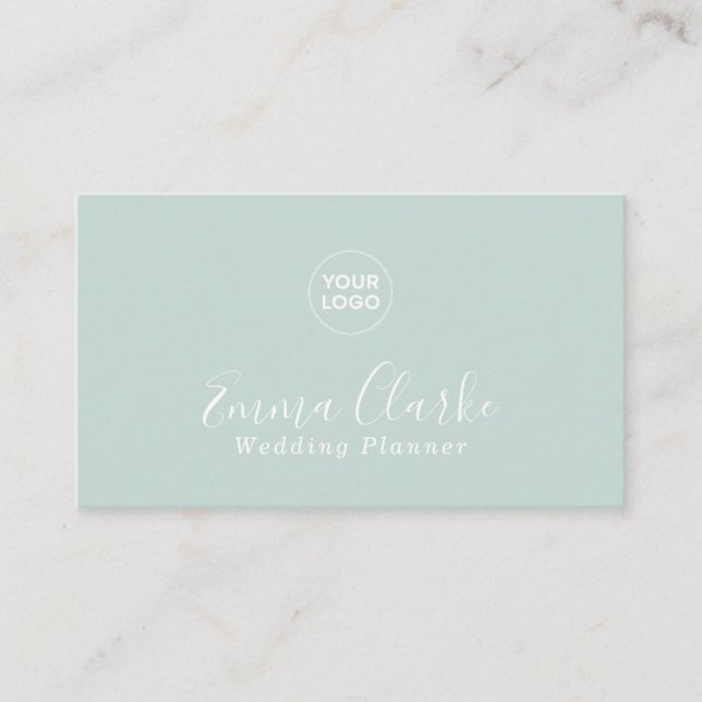 Minimalist Sage Green Scan Code Business Card (Front)