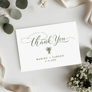 Minimalist Sage Green Script Simple Wedding Thank You Card