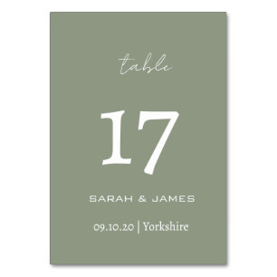 Minimalist Sage Green Script Wedding Custom  Table Number