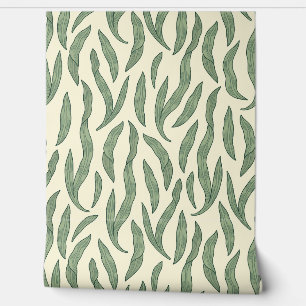 Minimalist Sage Green Seaweed Kelp Botanical Wallpaper