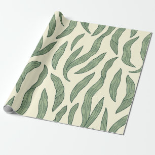 Minimalist Sage Green Seaweed Kelp Botanical Wrapping Paper