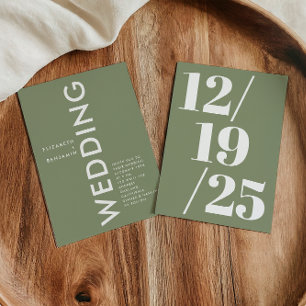 Minimalist Sage Green Simple Bold Wedding Invitation